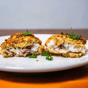 Air fryer Italian herb cod recipe card &ndash; complete high-protein fish recipe with ingredients