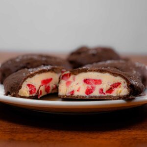 Chocolate covered strawberry protein clusters recipe card &ndash; complete high-protein snack recipe with ingredients