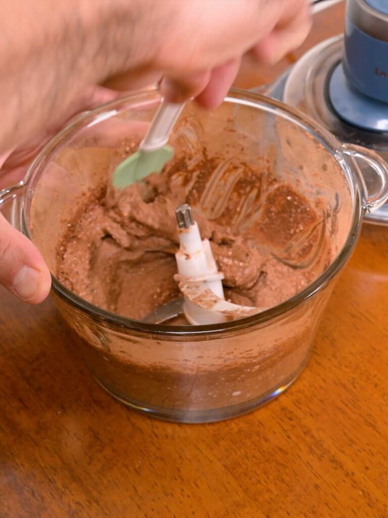Cottage cheese chocolate mousse styled serving shot &ndash; high-protein healthy dessert recipe