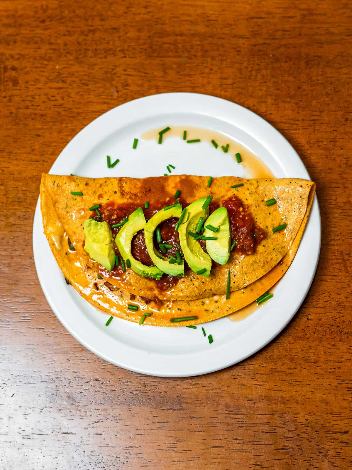 Cottage cheese omelette hero shot &ndash; high protein fluffy breakfast on a white plate