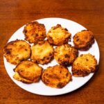 Cottage cheese protein cookies on a plate &ndash; soft high-protein baked snack with chocolate chips