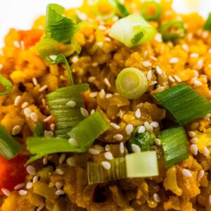 Fried rice recipe card &ndash; high-protein stir fry from Flexible Feasts