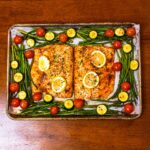 One sheet salmon and veggies recipe &ndash; high-protein dinner with baked salmon and roasted vegetables