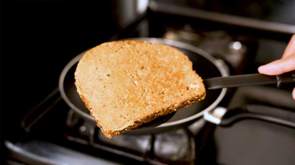 How to make protein coffee french toast &ndash; step 3: stacking finished french toast with cinnamon sugar topping