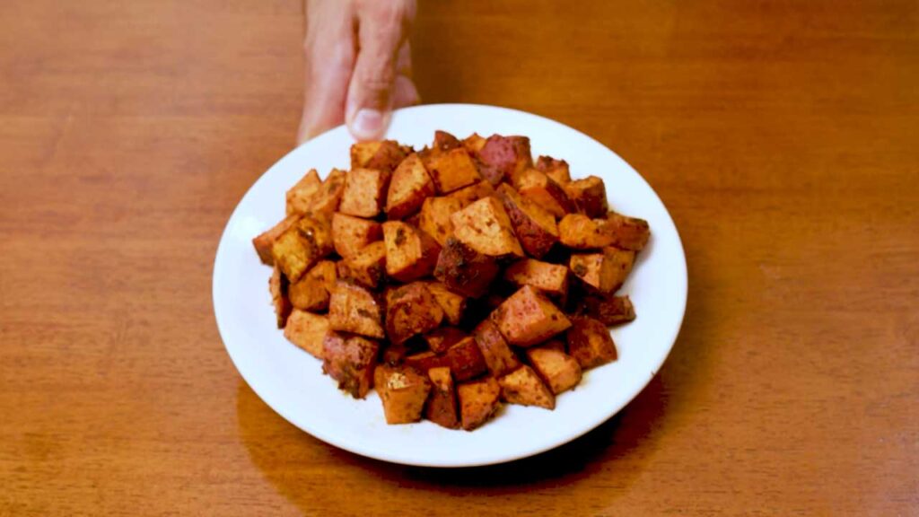 Roasted sweet potatoes batch &ndash; high-protein meal prep side dish portioned for the week