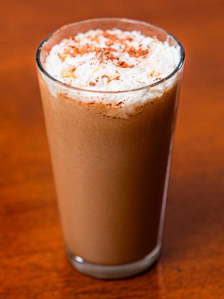 Tiramisu protein shake &ndash; high-protein healthy dessert smoothie with coffee flavor