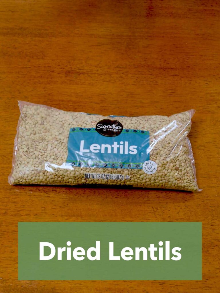 Bag of dried lentils – cheapest high-protein food source