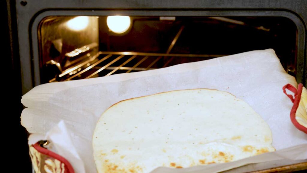 Making cottage cheese flatbread pizza  step 2: shaping and baking the high-protein crust