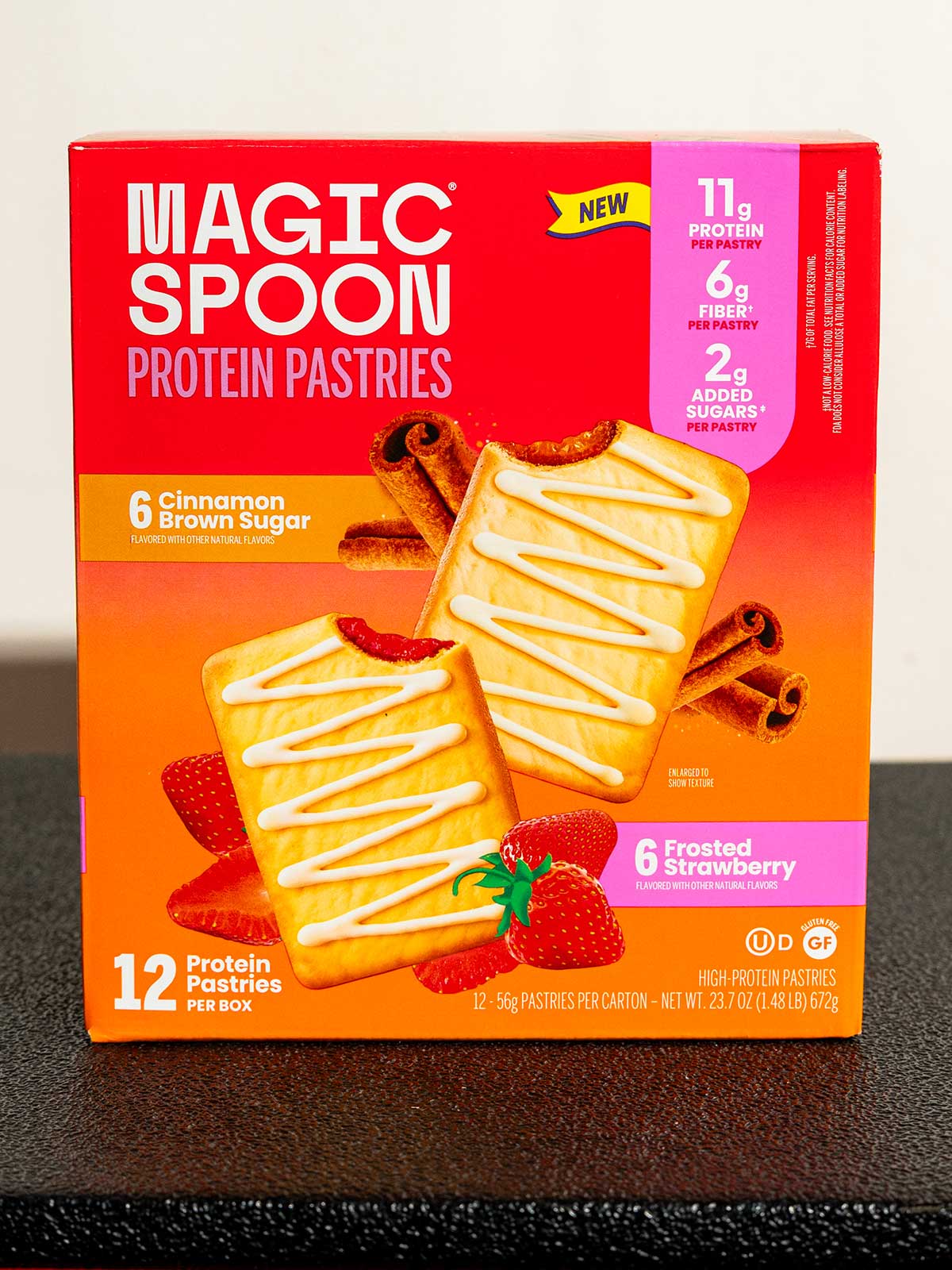 Magic Spoon Protein Pastries review packaging and both flavors side by side