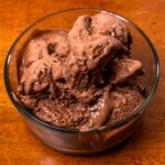 Chocolate peanut butter banana protein nice cream hero, creamy high-protein dessert with banana