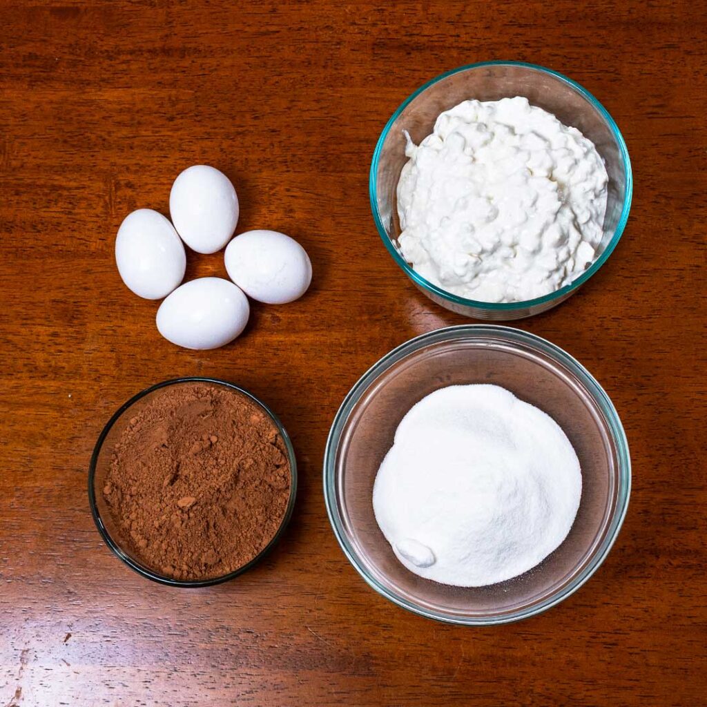 Cottage cheese chocolate brownies ingredients -- cottage cheese, cocoa powder, flour