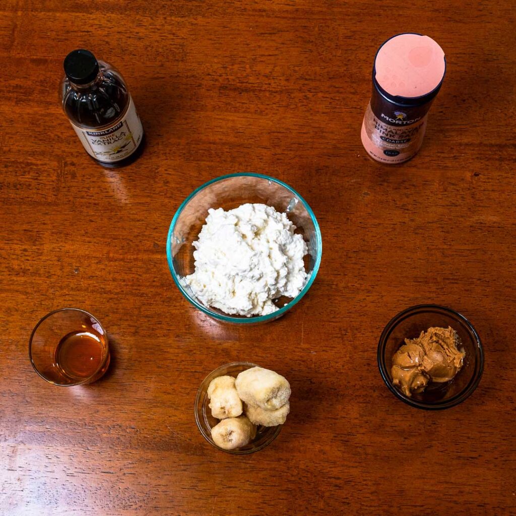 Cottage cheese peanut butter banana ice cream ingredients &ndash; cottage cheese, banana, peanut butter