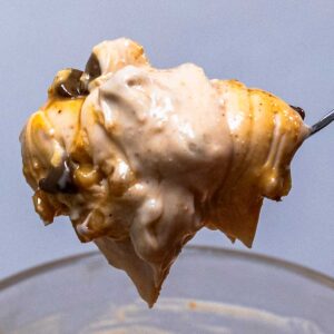 Cottage cheese peanut butter mousse recipe card &ndash; high-protein healthy dessert