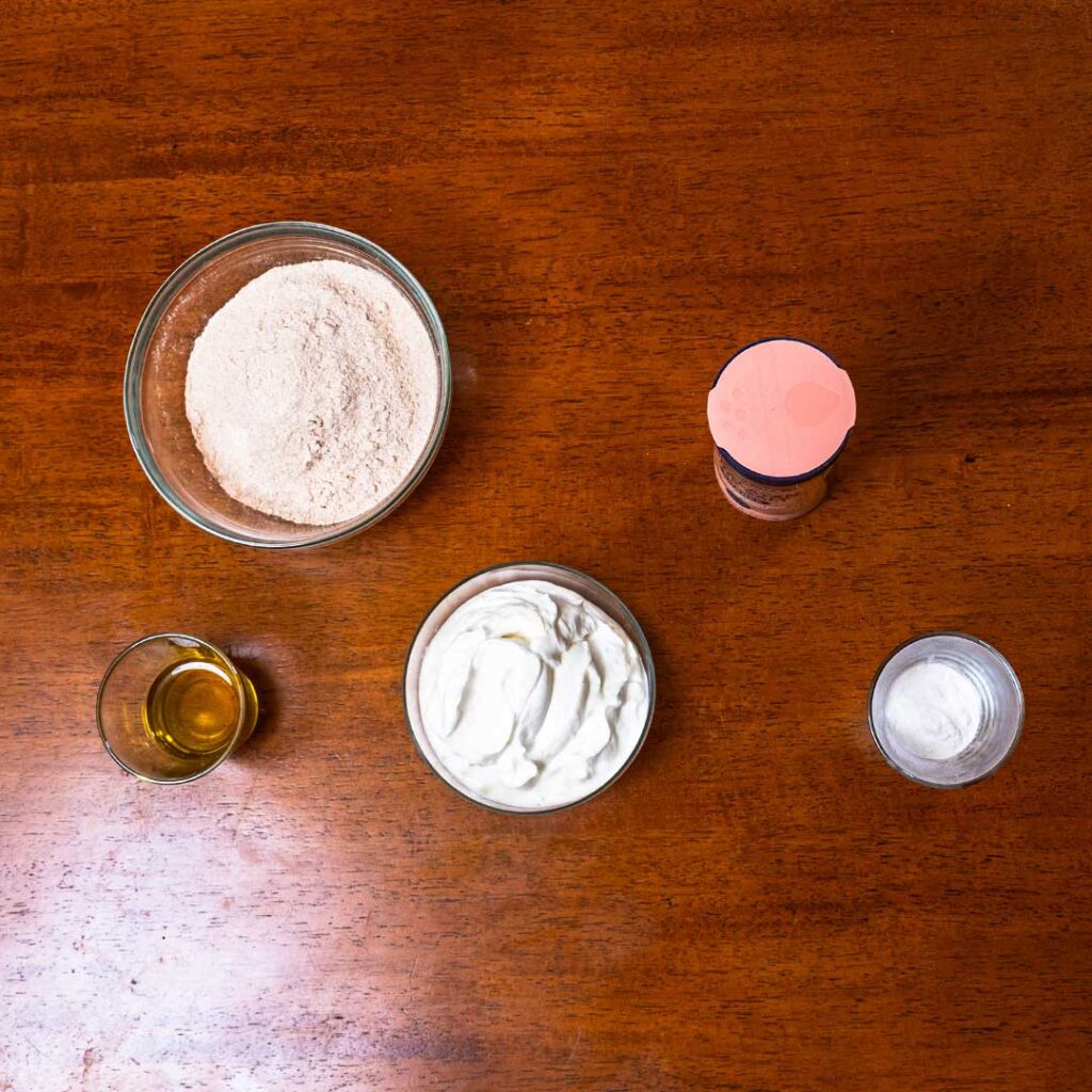Greek yogurt drop biscuits ingredients – Greek yogurt, flour, protein powder