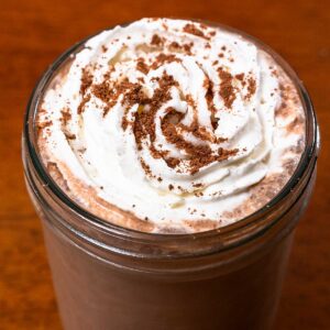 Iced mocha protein latte card – high-protein coffee drink recipe