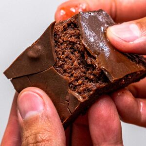 No bake chocolate protein bars card &ndash; high-protein healthy snack recipe with chocolate coating