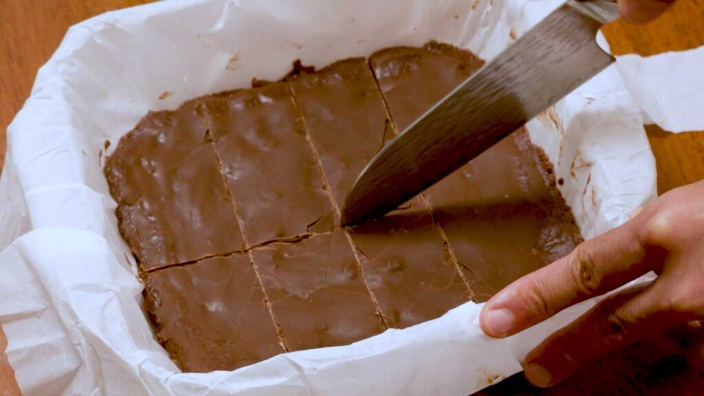 No bake chocolate protein bars angled shot &ndash; high-protein snack with rich chocolate coating
