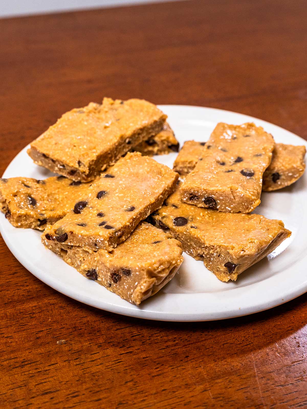 No bake cookie dough protein bars hero &ndash; high-protein snack with cookie dough texture