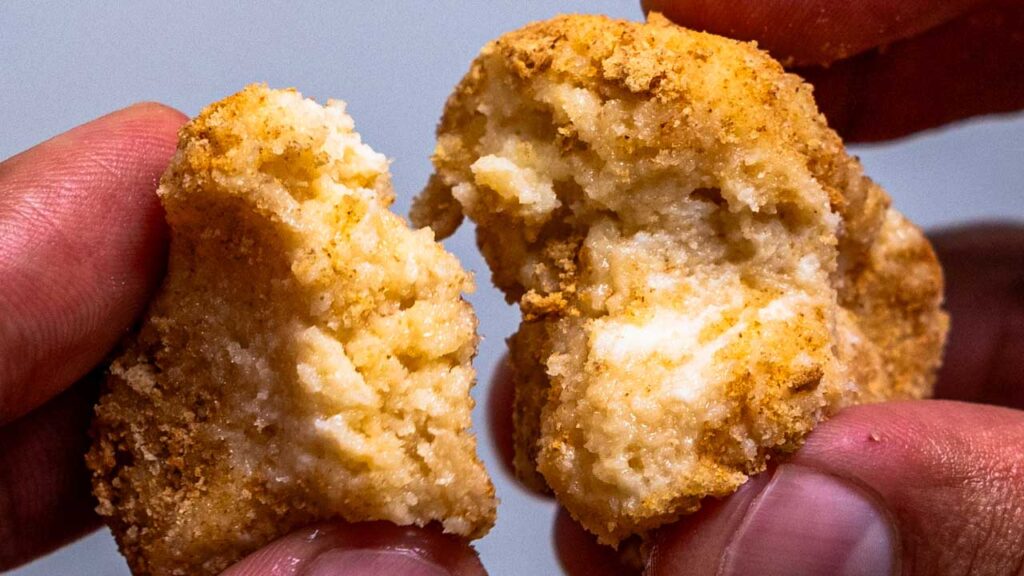 No bake protein cheesecake balls &ndash; mixing ingredients in a food processor