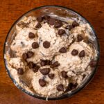 Protein cookie dough &ndash; high-protein no-bake snack in a glass bowl