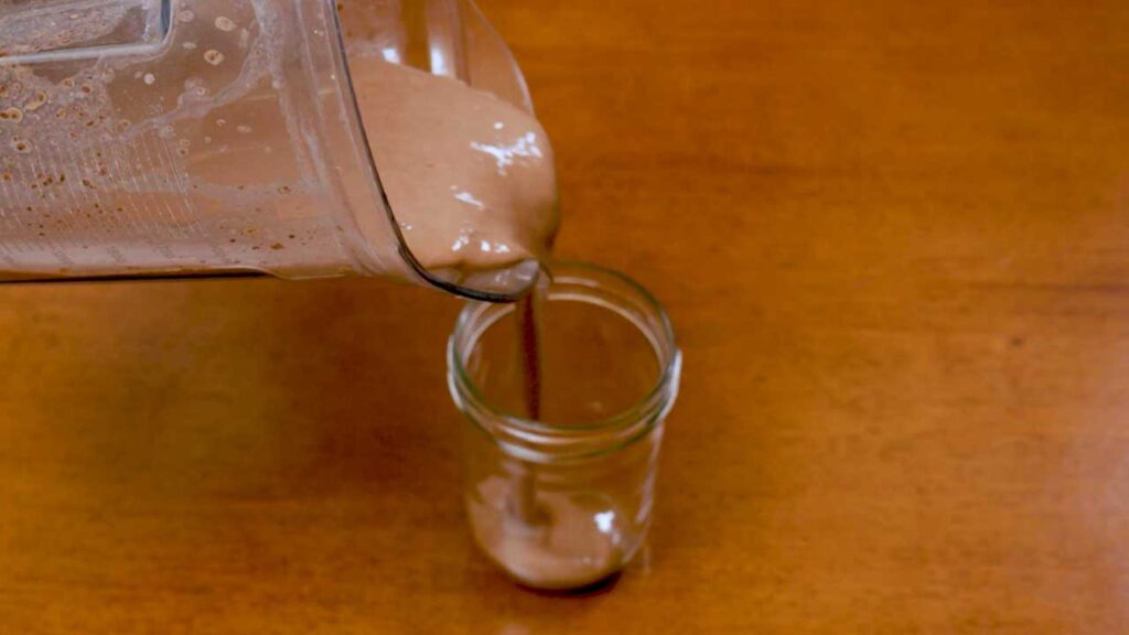 Chocolate peanut butter banana smoothie recipe &ndash; high-protein step-by-step process photo