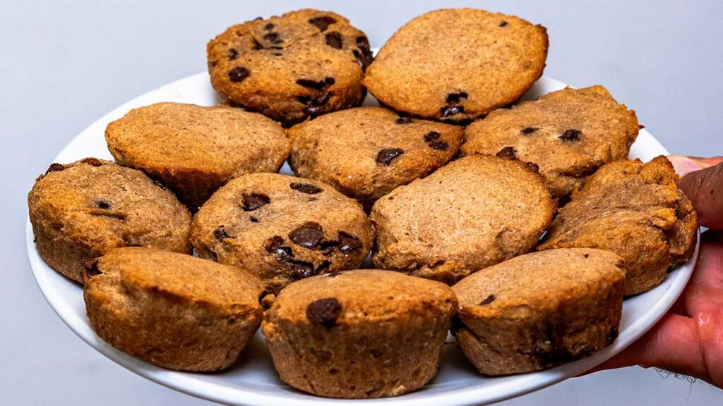 Greek yogurt muffins ingredients &ndash; Greek yogurt, protein powder, and flour for a high-protein recipe