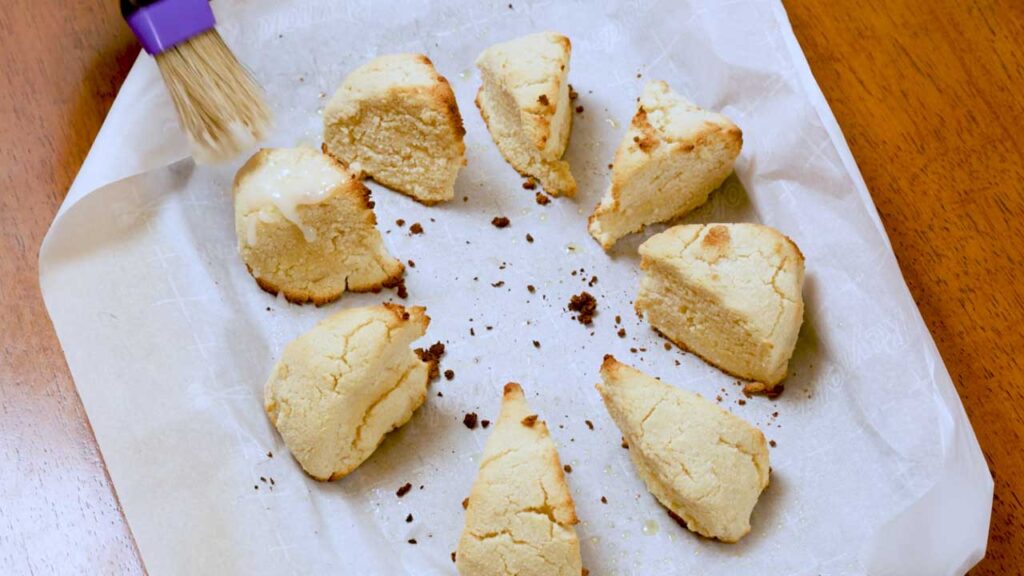 How to make Greek yogurt scones &ndash; step showing finished scones being served and plated