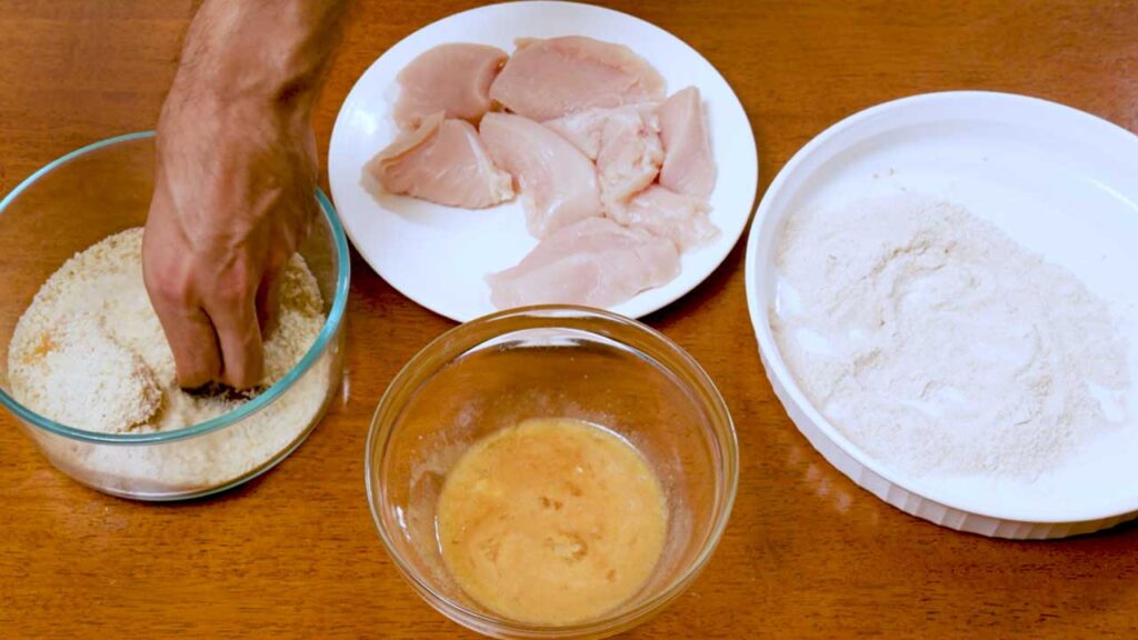 How to make hot honey chicken wraps &ndash; step showing vegetables being prepped for wraps