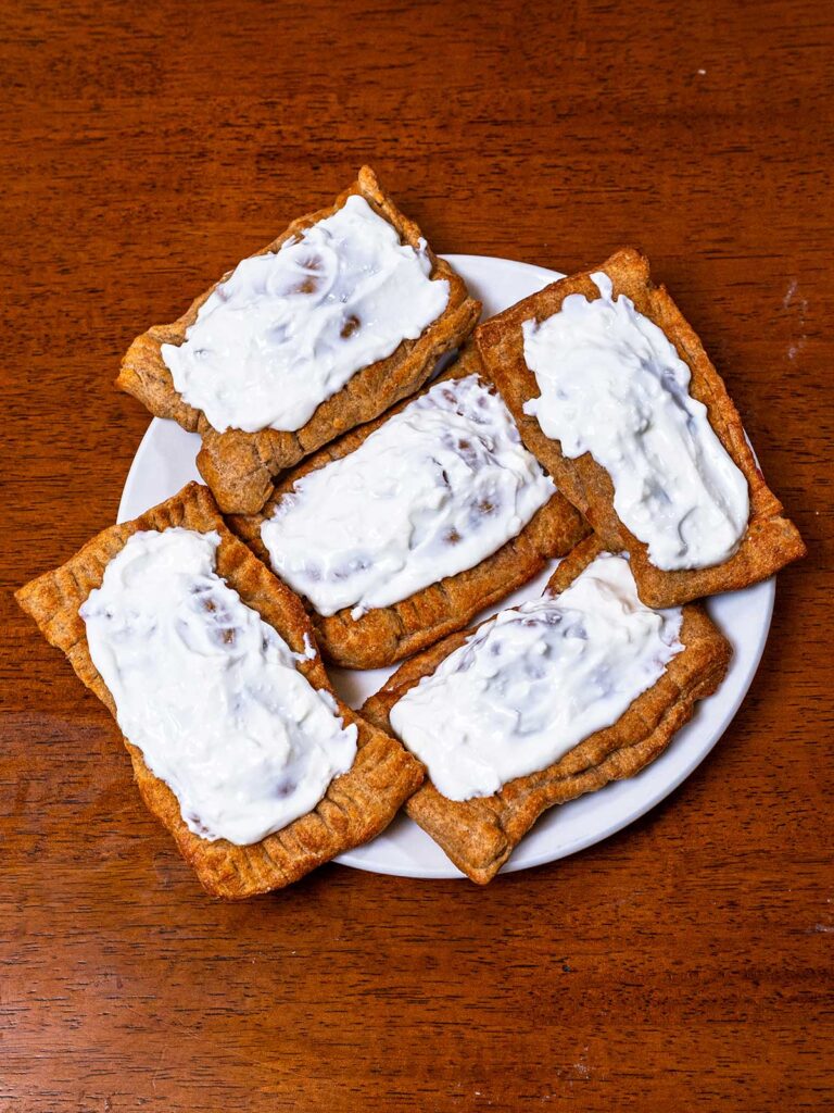 Protein strawberry poptarts recipe, a high-protein breakfast bake with strawberry glaze