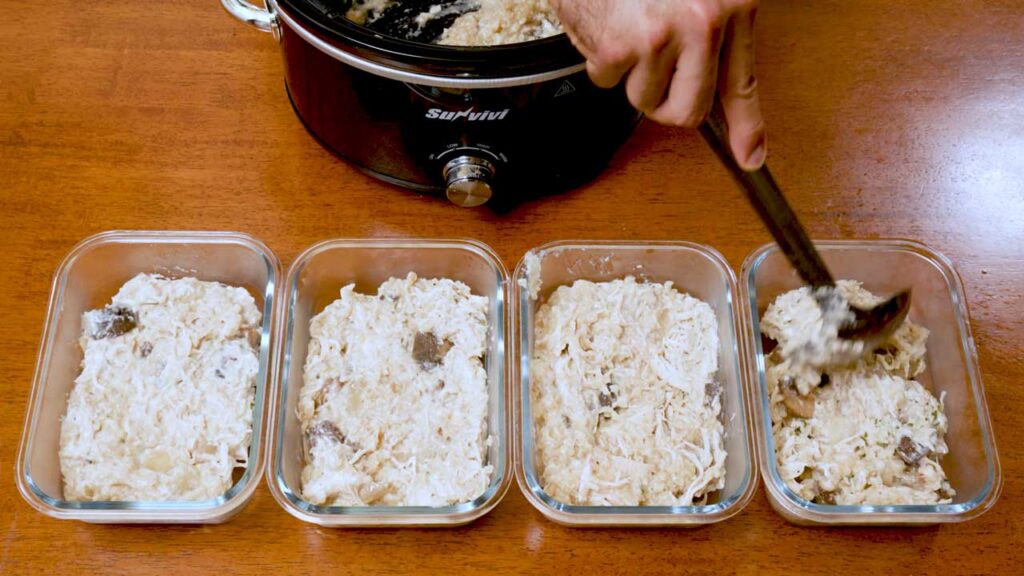 How to make slow cooker chicken and rice &ndash; step showing final plated serving with garnish