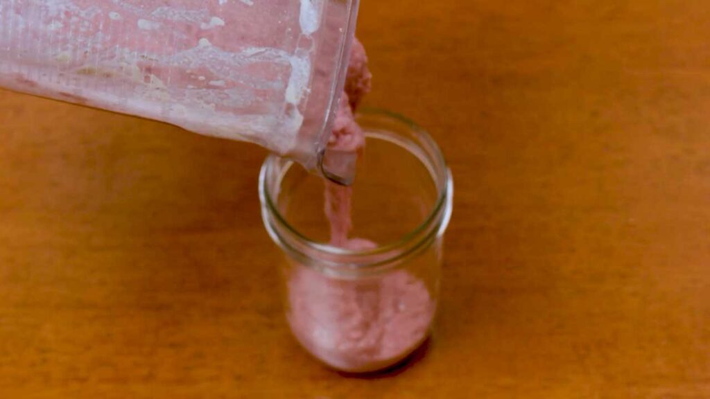 Strawberry banana protein smoothie recipe &ndash; high-protein smoothie step-by-step process photo